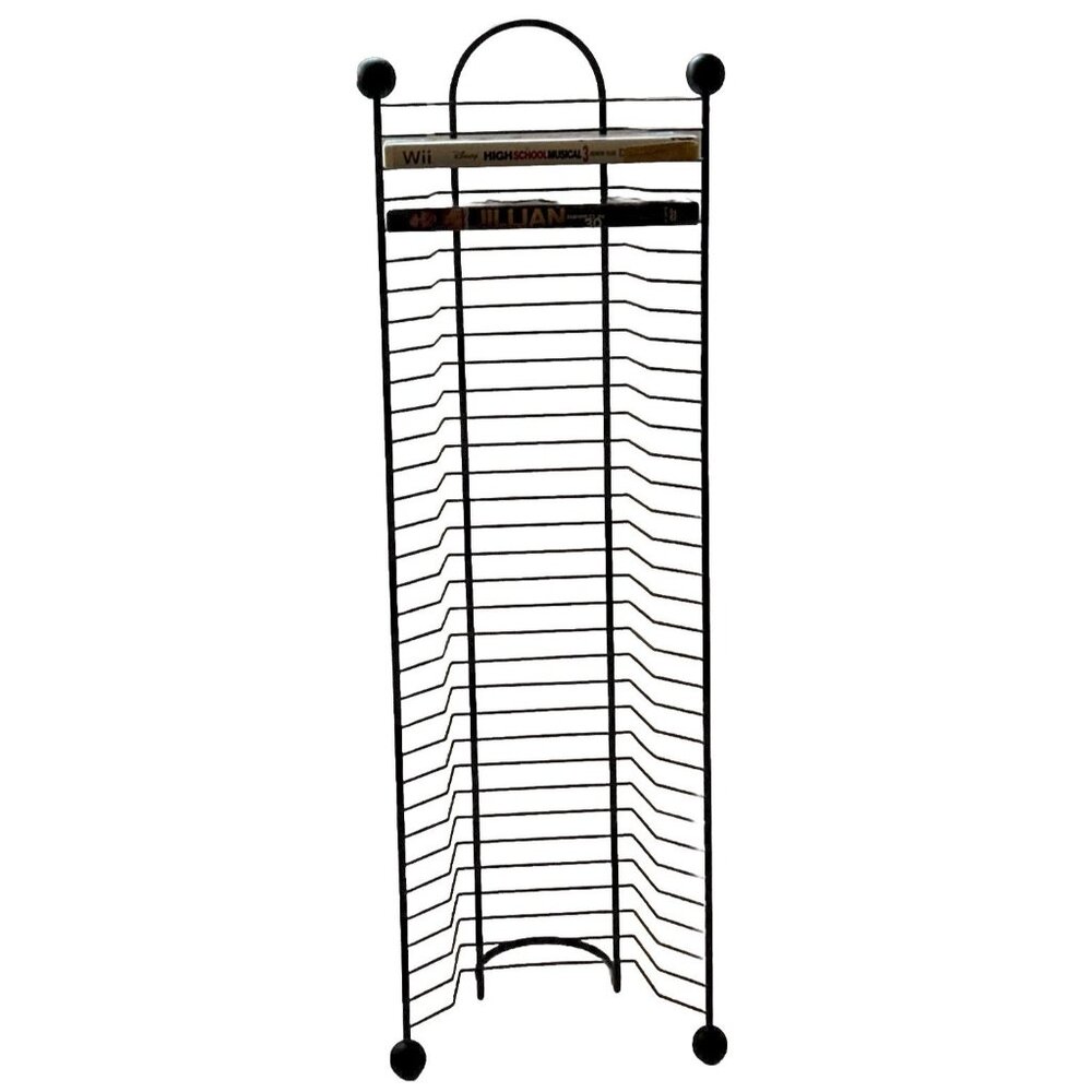 Y2K Atlantic DVD Blue-Ray Game Rack Tower Media Storage Metal Wire Holds 32 27”